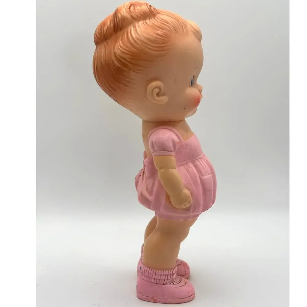 Vintage Ruth B. Newton Sun Rubber Co. Girl in Pink Dress, Squeaky Doll